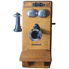 Stromberg Carlson Telephone Hand Crank Wall Box  Quarter Sawn Oak Antique