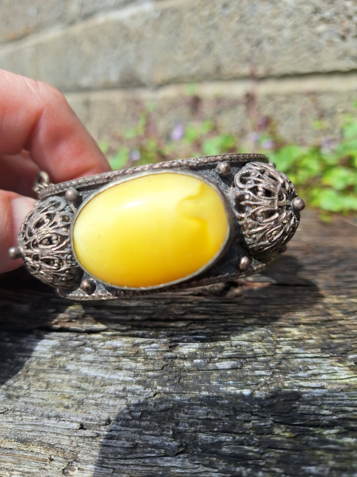 Vintage Middle Eastern Bangle. 2 Large Butterscot… - image 5