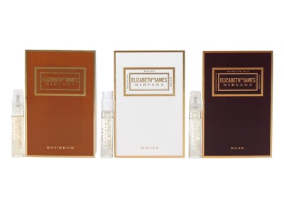 ELIZABETH AND JAMES NIRVANA BOURBON WHITE ROSE 2.0ml .06oz SAMPLES TRY ALL 3
