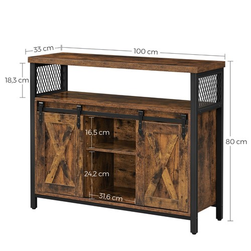 Kommode Sideboard Küchenschrank mit 2 Schiebetüren Mehrzweckschrank LSC092B01  - Bild 8 von 8