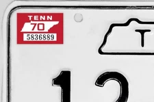 1970 Tennessee License Plate Registration Sticker, TENN