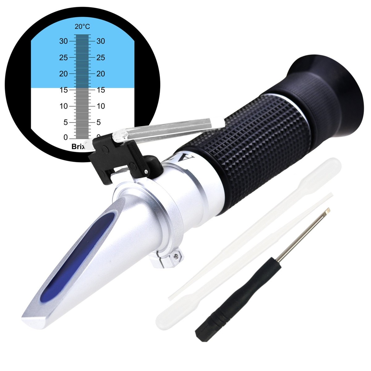 Handheld Brix Refractometer 0-32% ATC Sugar Solution Content