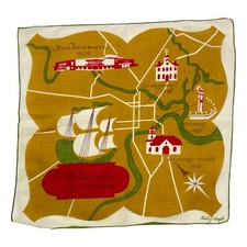 Vintage Tammis Keefe Handkerchief 1950s Cotton Square 50s Wilmington Delaware