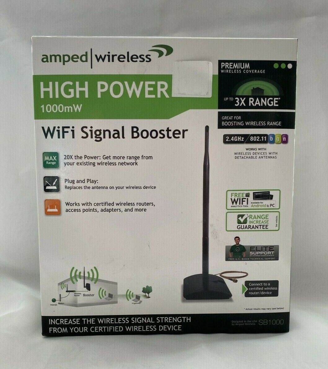 Amped Wireless High Power 1000mW Wi-Fi Signal Booster (SB1000) 