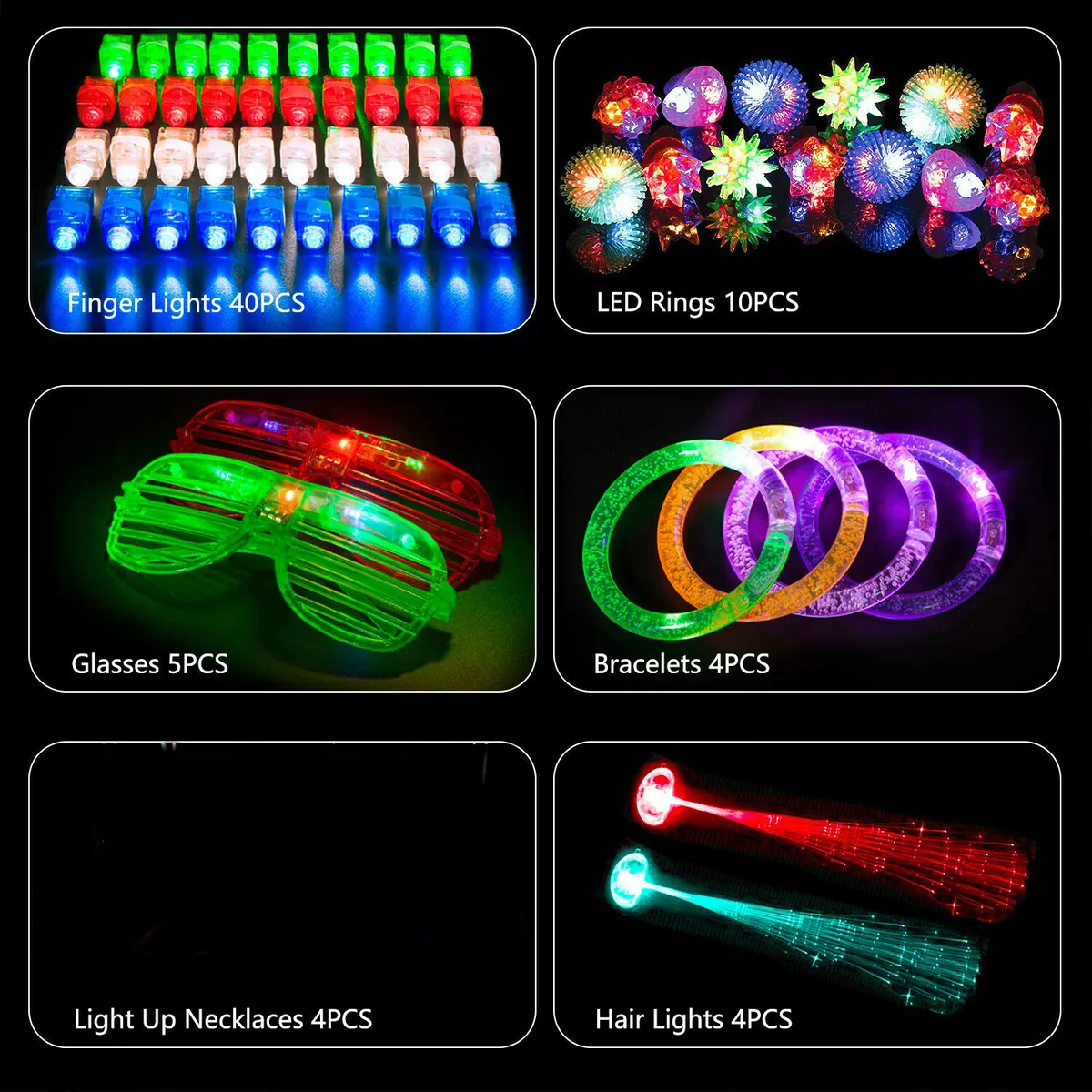 67 PCs LED Light Up Toys Party Favors Glow in the Dark Party