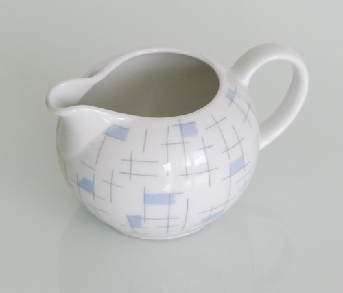 Arzberg Porzellan Milchgießer 1495 Design Gretsch Dekor Gittermuster blau 50er J - Bild 4 von 5