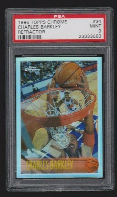 1996 TOPPS CHROME REFRACTORS PARALLEL #34 CHARLES BARKLEY SP PSA 9 MINT CENTERED