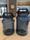 VTG LE Smith Cobalt Blue Glass Milk Jug/Cookie Jar/Sugar Jar Set Of 2