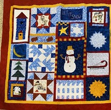 Handmade Machine Quilted  Let It Snow  Snowman Quilt/Throw 48  x 49  