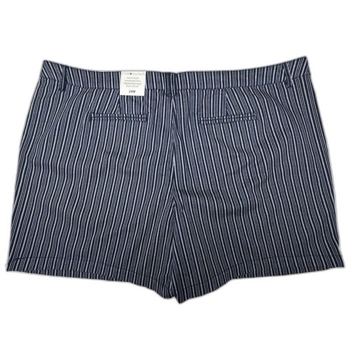 Pantalones Cortos Azul Talla 24W Rayas Intro Love the Fit Cintura Elástica Sarga Lavada al Sol - Imagen 6 de 8