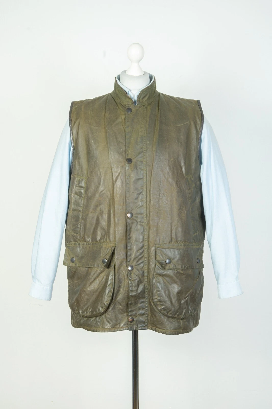 Barbour Westmorland Wax Hunting Olive Vest Gilet Jacket Size XL