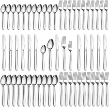 60 Piece Silverware Set for 12, Premium Stainless Steel Flatware Mirror Polished