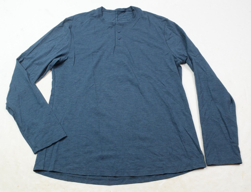 Lululemon Henley Shirt Mens Medium Blue Long Sleeve Stretch Athletic Fit Casual