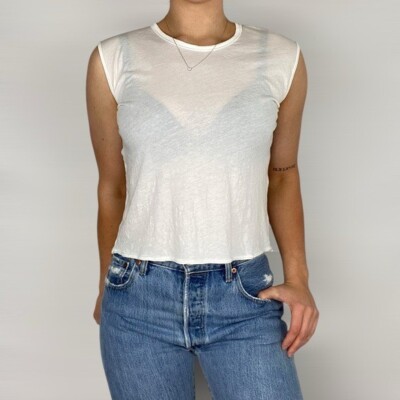 RAG & BONE Organic Pima Cotton Muscle Tank Sheer Boho Beach Basic Minimal