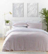 Pink stripe duvet set new quilt cover pillow cases light blush white bedding