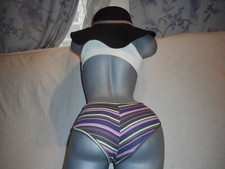 Pink By Victoria's Stripes Multi Color Cheekster/Tanga Panty Medium