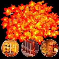 78.74inch 20LED Fall Garland Fall Decorations LED Leaf Light Realistic MPY261328