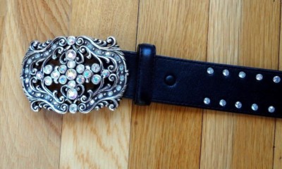 Tony Lama Rhinestone Buckle Top Quality Black Leather  display picture 2