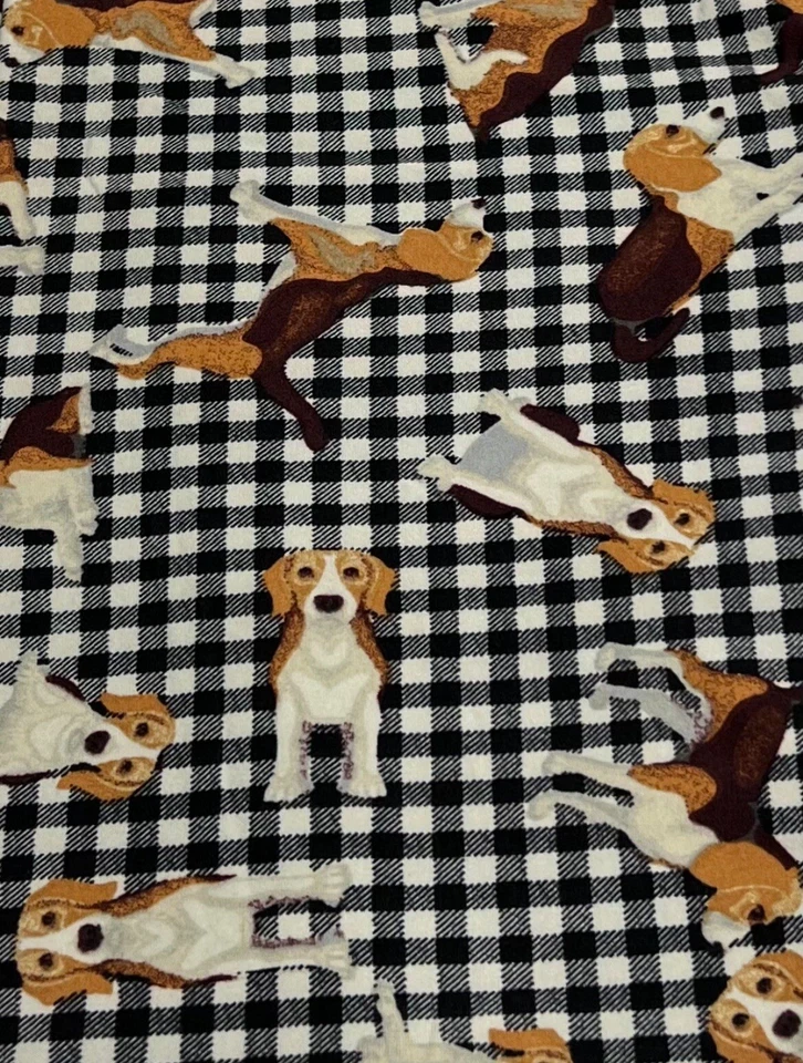 NEW LuLaRoe TC Leggings BLACK CREAM BROWN Check DOG Buffalo PLAID Beagle Puppy - Image 2 of 4