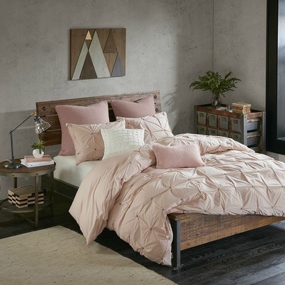 New Deluxe 100 Cotton Blush White Tufted Comforter 3 Pcs Cal