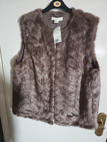 Women New With Tags H&M Brown Faux Fur Jacket Size 14 - 第 1/10 張圖片