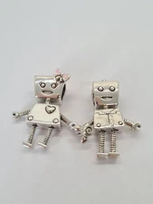 Authentic Pandora Charms Set of 2 Bracelet Charms Bella Bot Rob Bot w/pouch