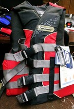 NOS- SLIPPERY REFORM Life Vest/Jacket, Men's S-M 32"-40" Red/Black