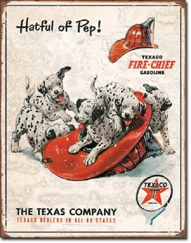 Texaco Hatful of Pep Fire Chief TIN SIGN vintage advertising wall art metal 1928