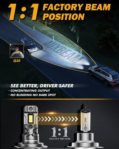 AUXBEAM H7 Faro LED 2 Bombillas Kit Alto/Bajo Super Brillante Blanco 6500K Plug&Play - Imagen 5 de 12