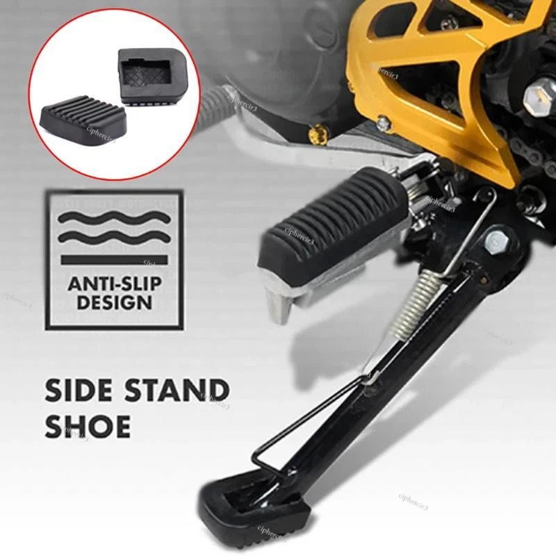 2Pc Motorcycle Parts Rubber Pad Foot Kickstand Extension Plate Stand Accessories - Image 4 of 4