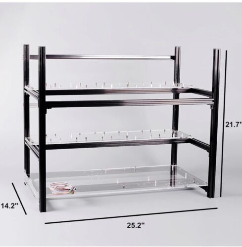 12 GPU Aluminum Stackable Open Air Mining Computer Frame Rig Case (Black) - Picture 5 of 14