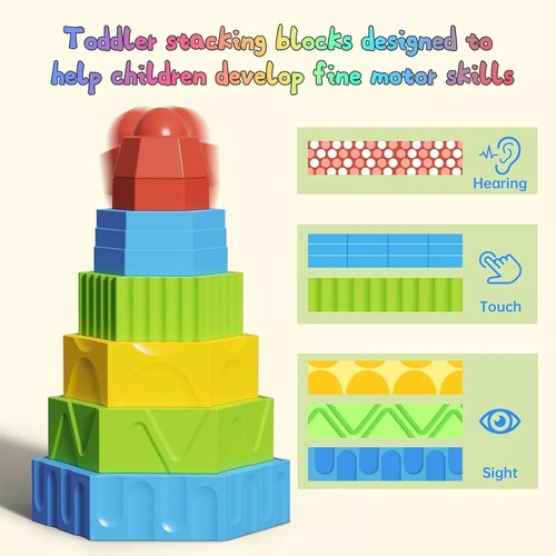 Stacking Building Blocks Kids Montessori Toys Educational Sensory Toys - Picture 2 of 5