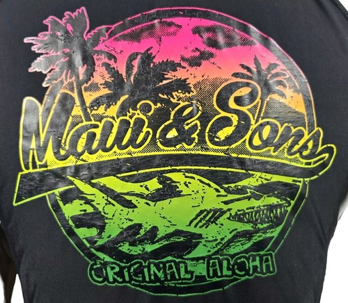 Camisa protectora contra erupciones de Maui and Sons para hombre XL negra con estampado gráfico manga larga pelada - Imagen 3 de 16