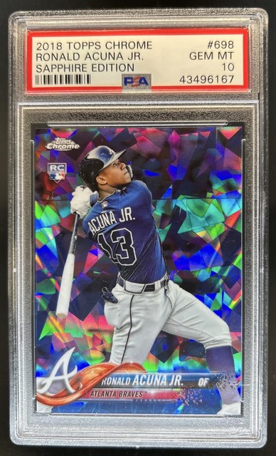 2018 Topps Chrome Sapphire Ronald Acuna Jr. RC Rookie #698 Braves PSA 10