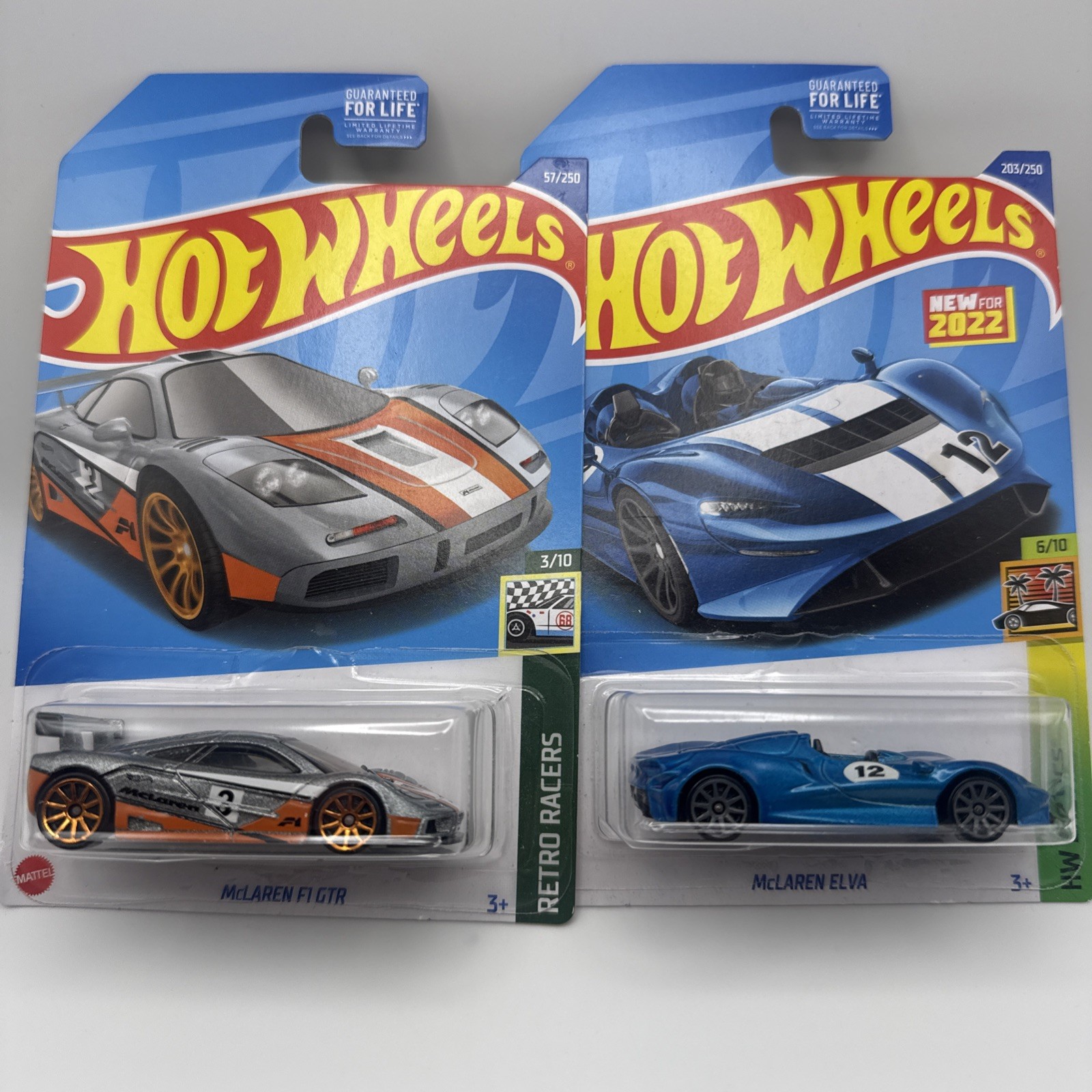 Hot Wheels 2022  Mclaren Elva  &  McLaren  F1 GTR McLaren 