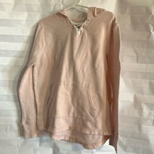 SO The Perfect Hoodie Girls Size 7/8 Pink White Lace-Up Front Long Sleeve Sweats