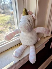 Fluffy Fun Knitted Pink Unicorn Plush for Babies Kids Whimsical Fantasy 11"