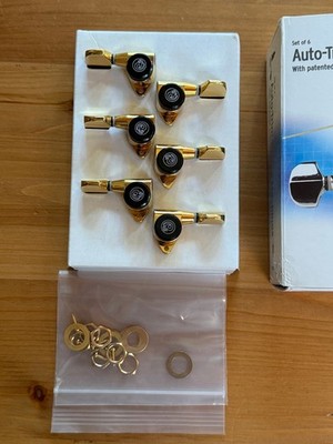 D'Addario Planet Waves Auto-Trim Locking Tuning Machines - 3+3 - Gold 18:1