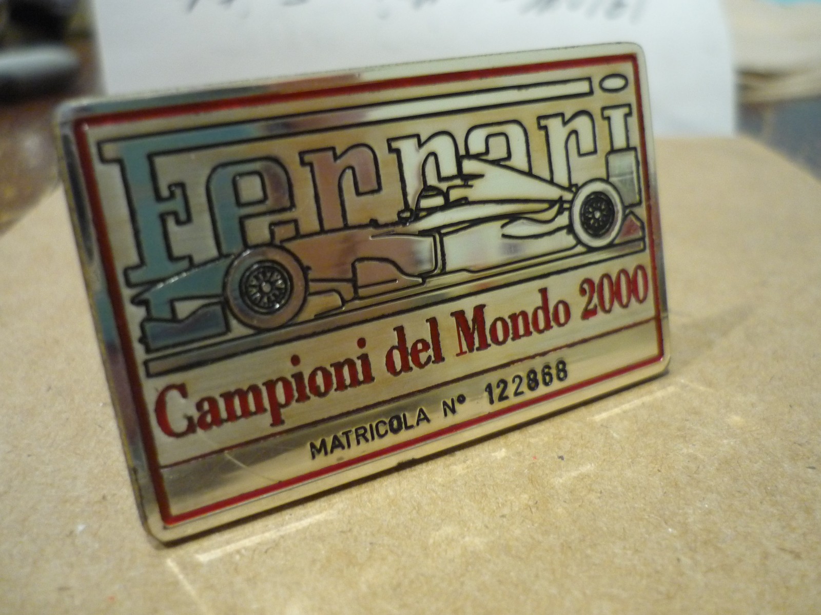 Ferrari 360,456,550- 2000 World Champion Plate - P/N 66537510