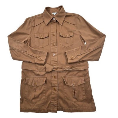 LL Bean Classic Belted Utility Field Jacket Safari OJFH2 Tan Womens 12 *READ