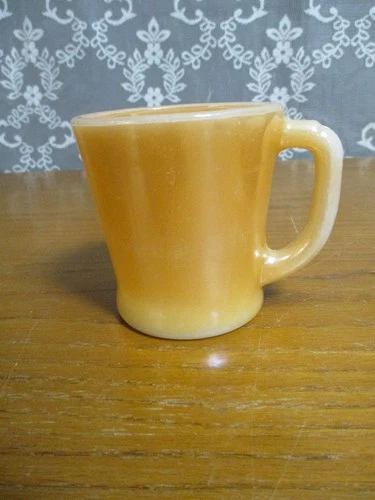 Vintage Fire King Peach Luster Iridescent Coffee Mugs D Handle