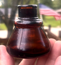 NICE DARK AMBER COLORED CARTER'S 1897 CONE INK BOTTLE 1890'S ERA L@@K