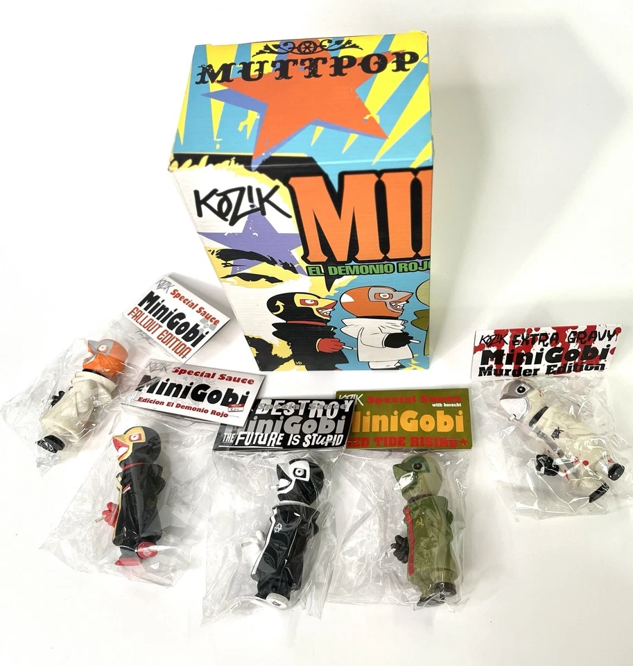 Frank Kozik Firmado 2007 Muttpop 5 4" Mini Gobi Juego Completo LE 500 NUEVO EN CAJA Foto 2 de 4