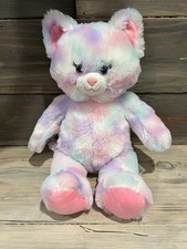 Build A Bear Plush Pastel Swirl Tie Dye Kitty Cat Pink Purple Pink BABW 16”