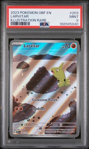PSA 9 - MINT Larvitar 203/197 Alternate Art AR Pokemon SV Obsidian Flames Holo