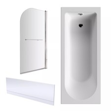 Round Single Ended 1700x700 Shower Bath Set - Front Panel, Chrome Straight Bath