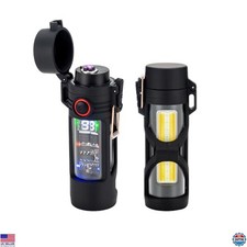 Windproof Waterproof Plasma Arc Lighter with LED Flashlight - 2-in-1 USB Torch