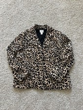 Chico's Leopard Cheetah Animal Print Open Front Blazer Jacket Sz 2 or L Velvet