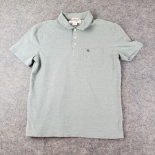 Original Penguin Polo Shirt Mens Medium Green Collared 1/4 Button Pocket Logo
