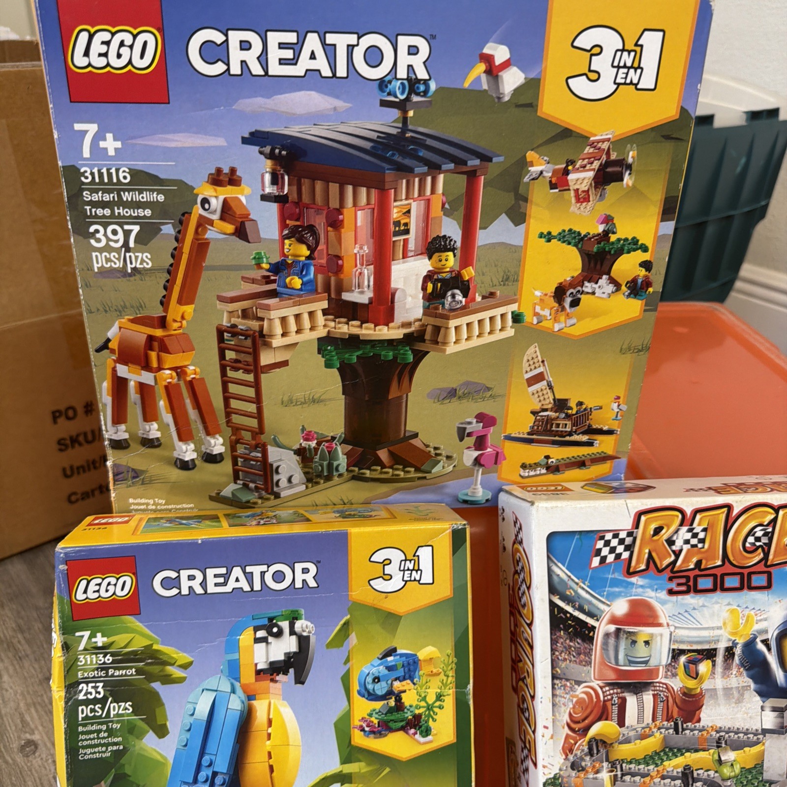 Lot Of 4 LEGO Creator 3 in 1 Safari Wildlife Tree House Parrot Race 31116 31136